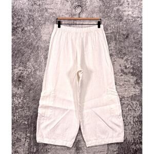 Bryn Walker Pants XS Womens White Linen Wide Leg Crop Langenlook Cargo